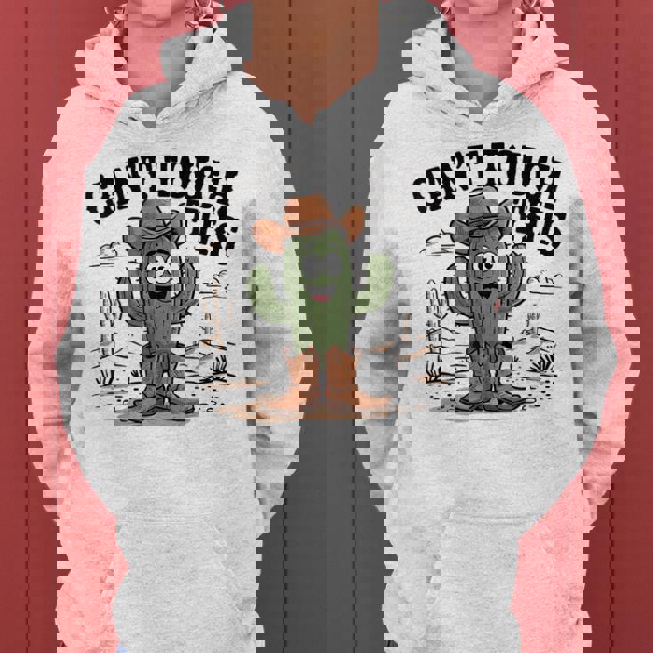 Can't Touch This Cactus Cowboy ウエスタンカートゥーン ユーモア レディースパーカー