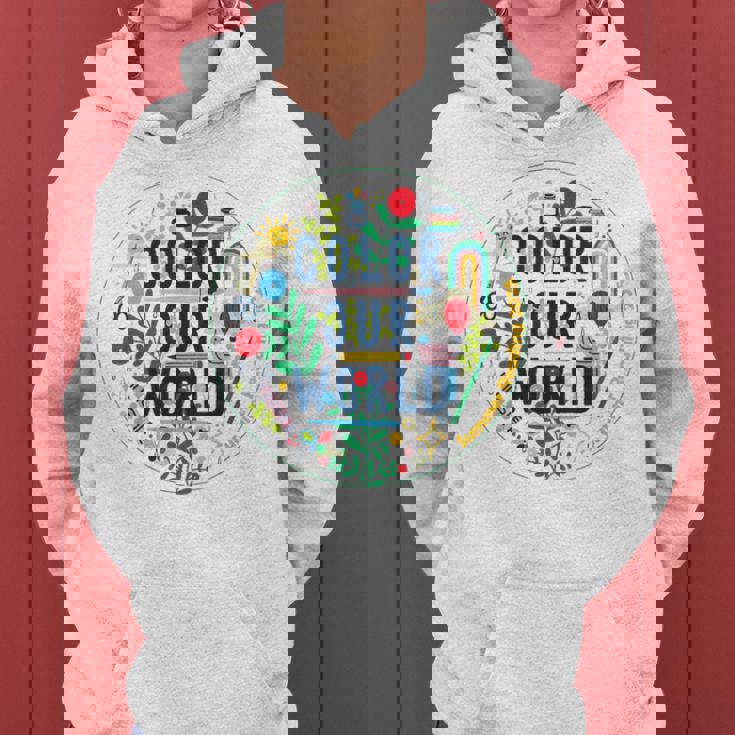 Color Our World Summer Reading 2025 Boho Wildflower Book Women Hoodie