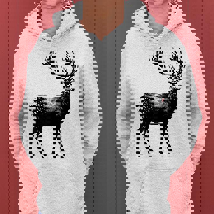 Deer Dad Mom Lover モノクロ 鹿 レディースパーカー