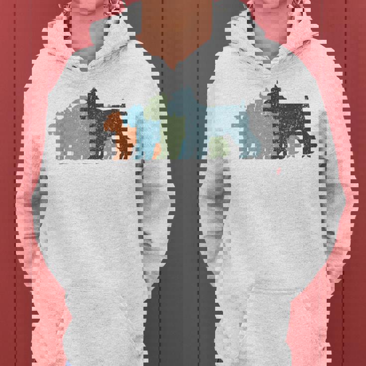 Dog Mom & Dad シルエット ヴィンテージ シュナウザー レディースパーカー