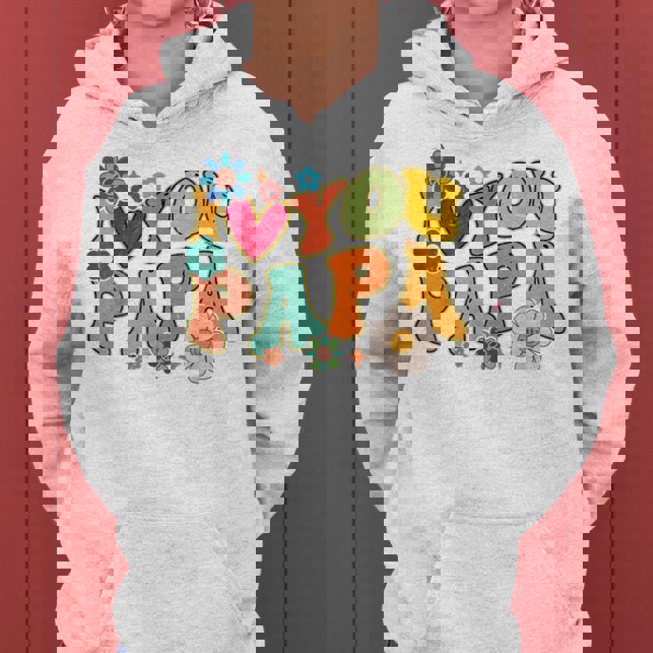 Groovy 父の日 I Love You Papa フラワー ヒッピー レディースパーカー