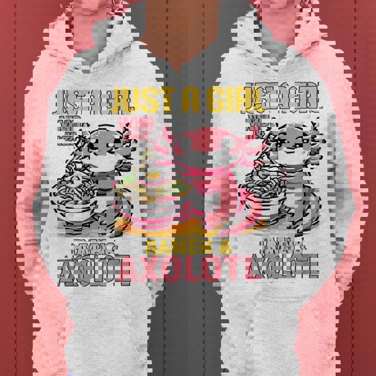 Just A Girl Who Loves Ramen And Axolotl Pink Kawaii Axolotl レディースパーカー