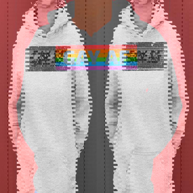 Lgbtq Gay Af Pride Lgbt Ally Rainbow Flag Retrointage レディースパーカー