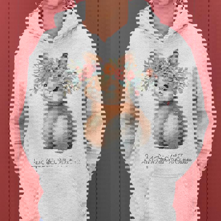 Life Is Better With Bunnies 水彩 ウサギ 花柄 ウサギ レディースパーカー