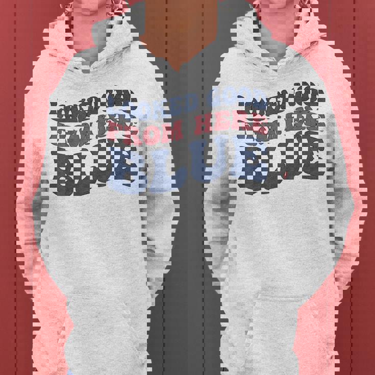 Looked Good From Here Blue Softball Mama Mom Game Day Women Hoodie