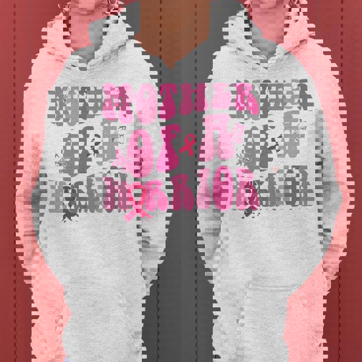 Mother Of A Warrior 乳がん啓発 ピンクリボン 長袖tシャツ レディースパーカー