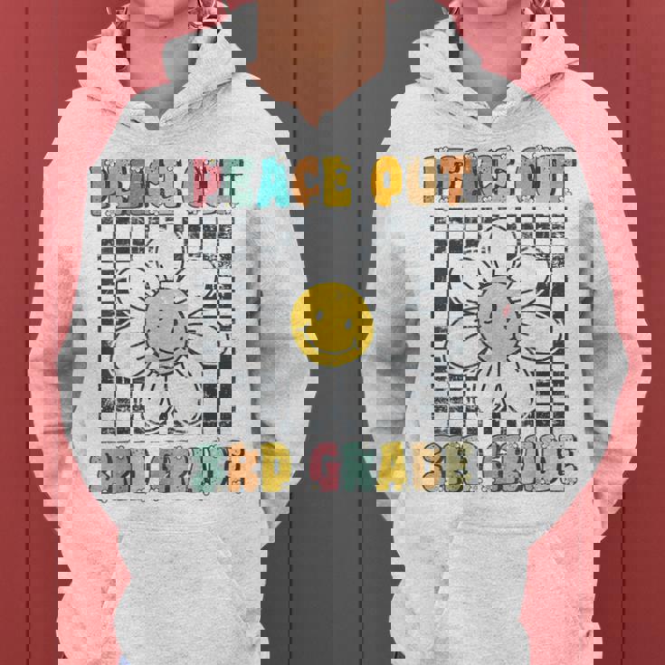 Peace Out Third Grade Retro Groovy Last Day Of 3Rd Grade Women Hoodie