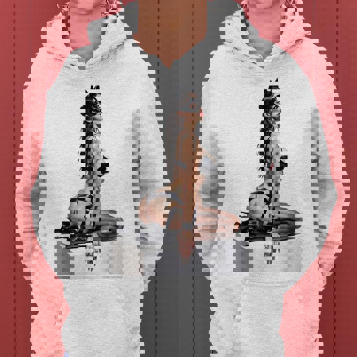 Sexy Girl グラフィックtシャツ セクシー「バッドキティ」ピンナップガール カットアウト。 レディースパーカー