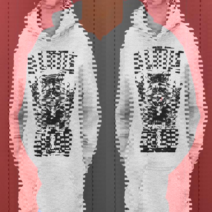 おもしろいアライグマのグラフィック 小さなフェラル 幼児 男の子 女の子 フェラル レディースパーカー