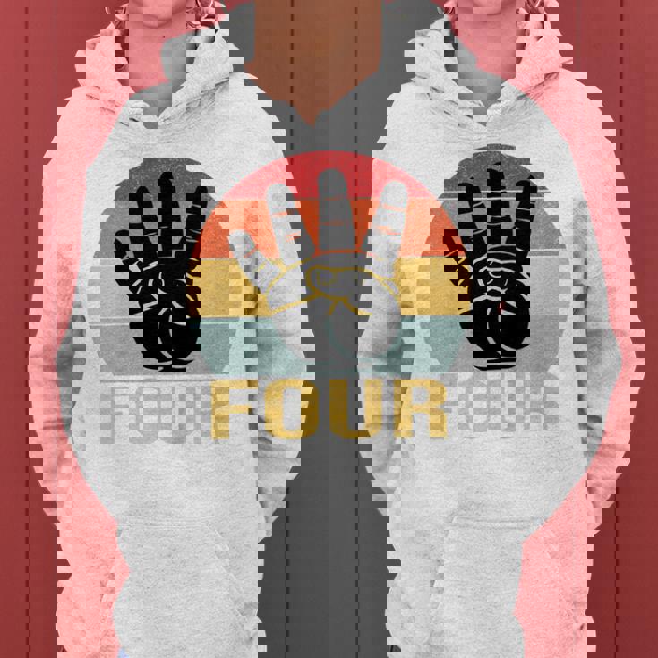 キッズ 4 歳の誕生日 4 つの指 私は 4 4 歳の男の子、女の子 レディースパーカー