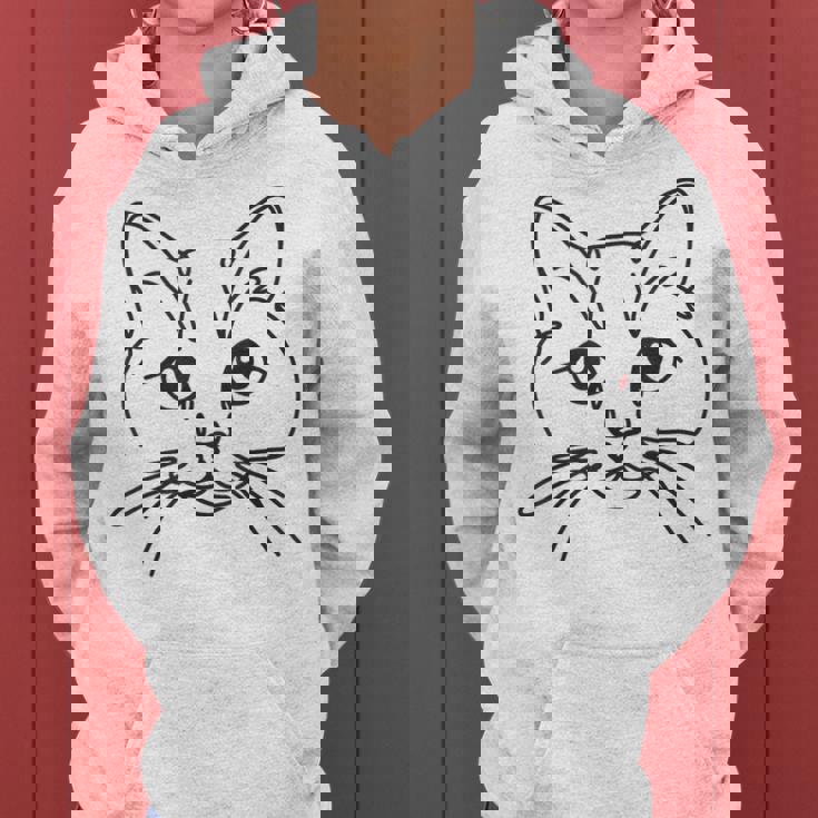 ラインアートお父さんお母さん猫-マンクス猫 レディースパーカー