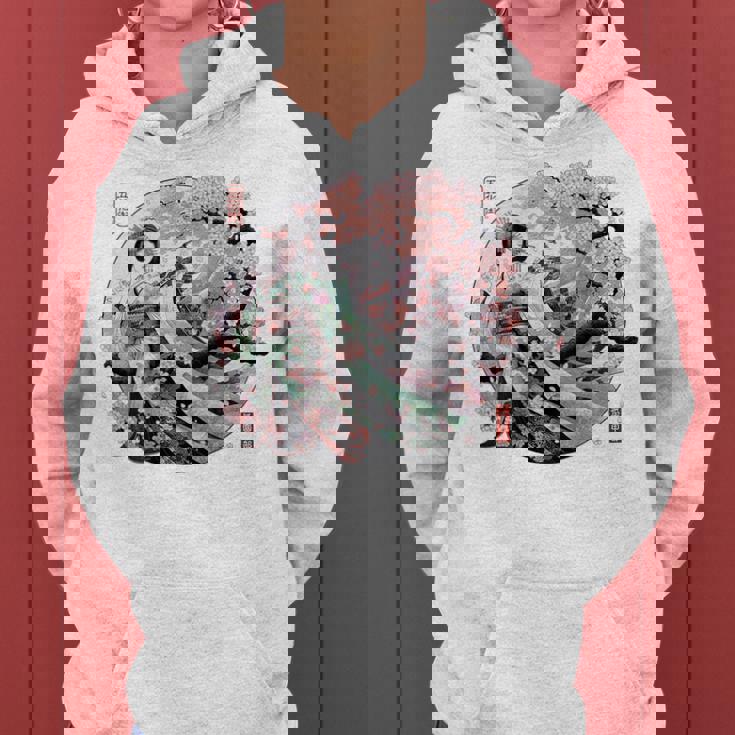 日本 浮世絵 京都 祇園甲部 五花街 桜 舞妓 着物 バックプリント レディースパーカー