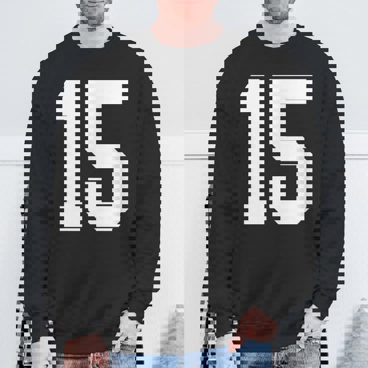 15番のカレッジスポーツスタイル。ホワイト。 スウェットシャツ 高齢者への贈り物