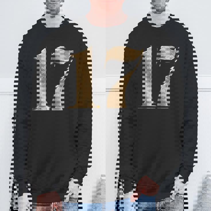 17 セブンティーン 誕生日 お気に入り 数字 フルール・ド・リス デザイン スウェットシャツ 高齢者への贈り物