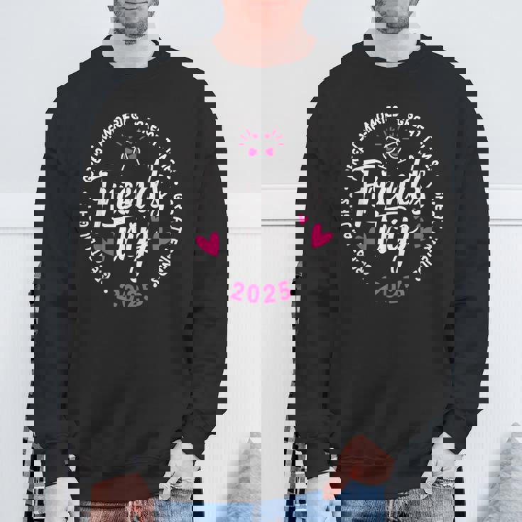 2025 Friends Trip Vacation Black Small Sweatshirt Gifts for Old Men