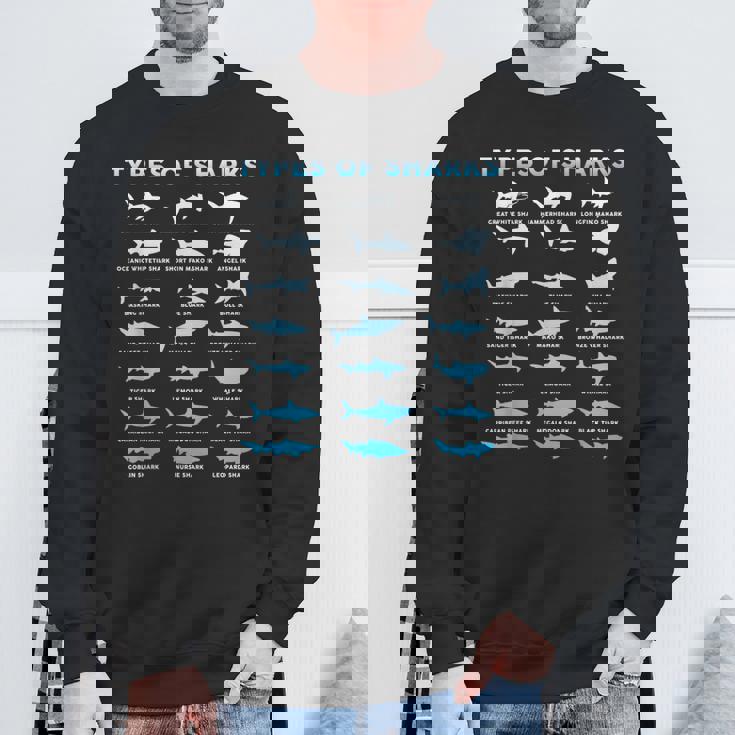 21種類のサメの海洋生物学者シャークtシャツ シャークtシャツ スウェットシャツ 高齢者への贈り物