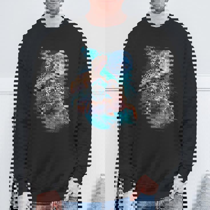 3ムーンヤモリ面白い爬虫類ヒョウトカゲヤモリアートノベルティ スウェットシャツ 高齢者への贈り物