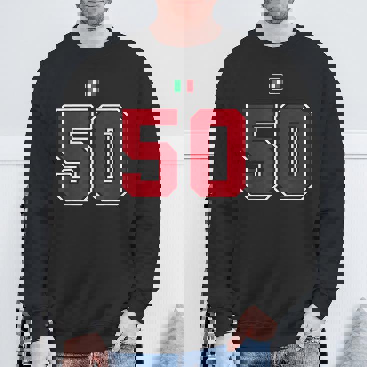 50 ナンバー カレッジスタイル ヴィンテージ 赤 白 イタリア国旗 スウェットシャツ 高齢者への贈り物