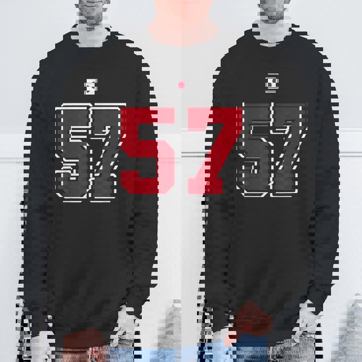 57 ナンバー カレッジスタイル ヴィンテージ 赤 白 日本国旗 スウェットシャツ 高齢者への贈り物