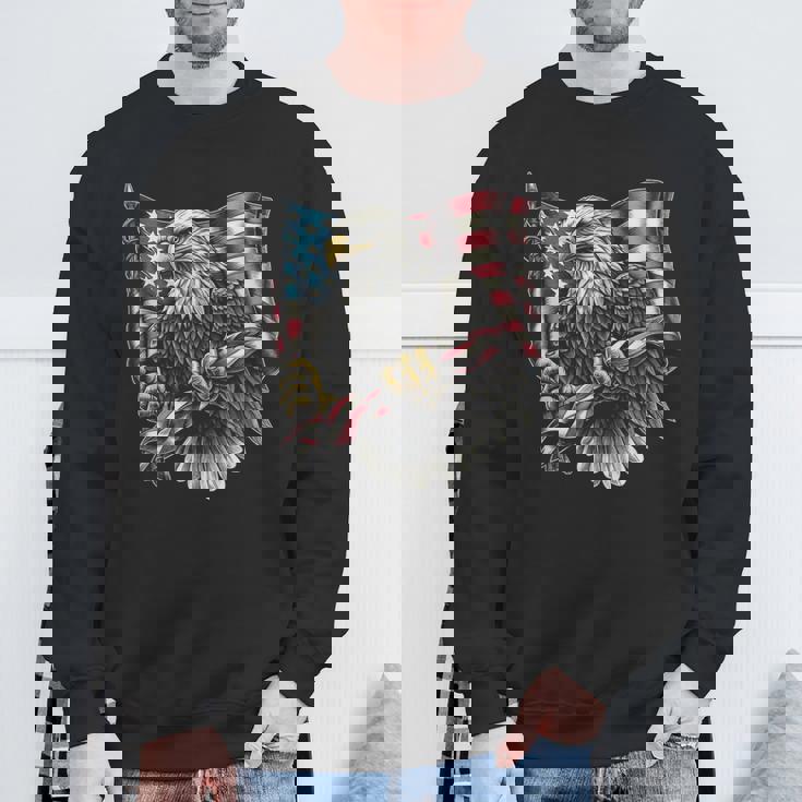 7 月 4 日アメリカ国旗白頭鷲グラフィック アート デザイン スウェットシャツ 高齢者への贈り物