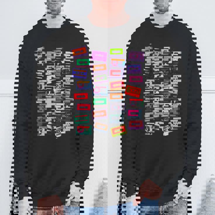 80年代カセットテープミュージックdj スウェットシャツ 高齢者への贈り物