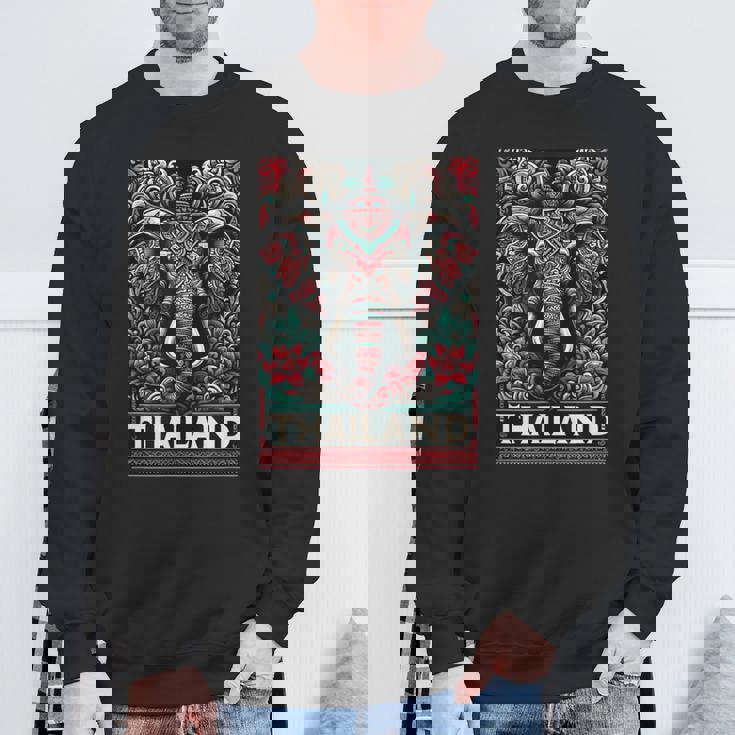 Amezing タイチャン 美しい象 タイ柄 スウェットシャツ 高齢者への贈り物