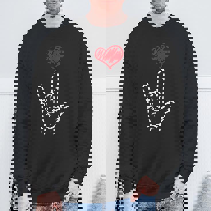 Asl I Love You Hand Heart アメリカ手話 スウェットシャツ 高齢者への贈り物