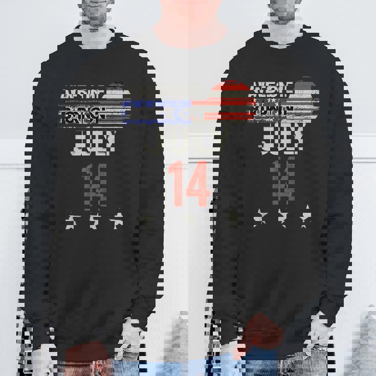 Awesome 7月14日 ヴィンテージ アメリカ国旗 クラシック 7月14日 スウェットシャツ 高齢者への贈り物