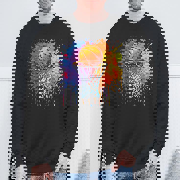 Basketball Colorful Drip Graphic Sweatshirt Gifts for Old Men