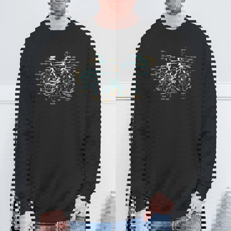 Bicycle Anatomy ロードバイク サイクリング スウェットシャツ 高齢者への贈り物