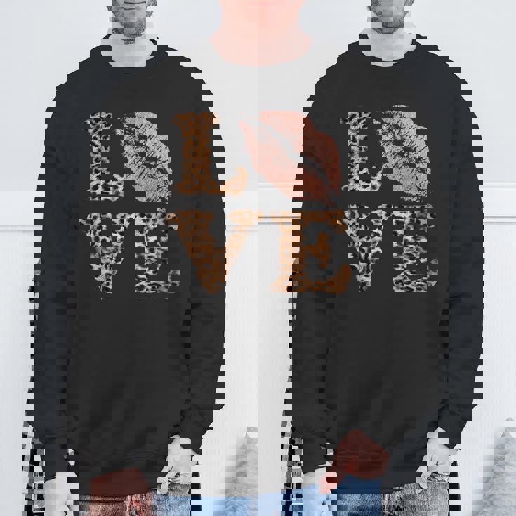 Big Lips Love ヒョウ柄 文字 ピンク 唇 バレンタイン ラブ スウェットシャツ 高齢者への贈り物