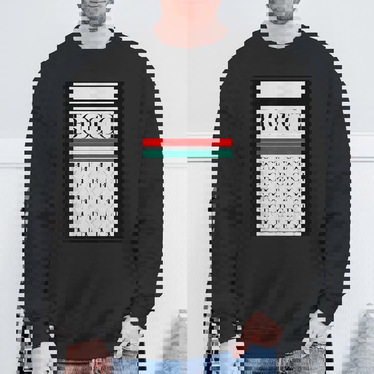 Bocci ぼっち ロゴ 総柄 緑 赤 イタリア国旗風【変なデザイン屋さん】陰キャ オタク ブランド パロディ 面白 スウェットシャツ 高齢者への贈り物