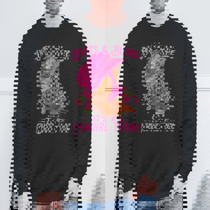 Boots And Bling It's A Cowgirl Thing Western Rodeo Cowgirl Sweatshirt Gifts for Old Men