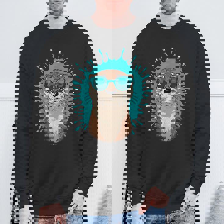 Chill Otteribes 面白いカワウソサングラスデザイン スウェットシャツ 高齢者への贈り物