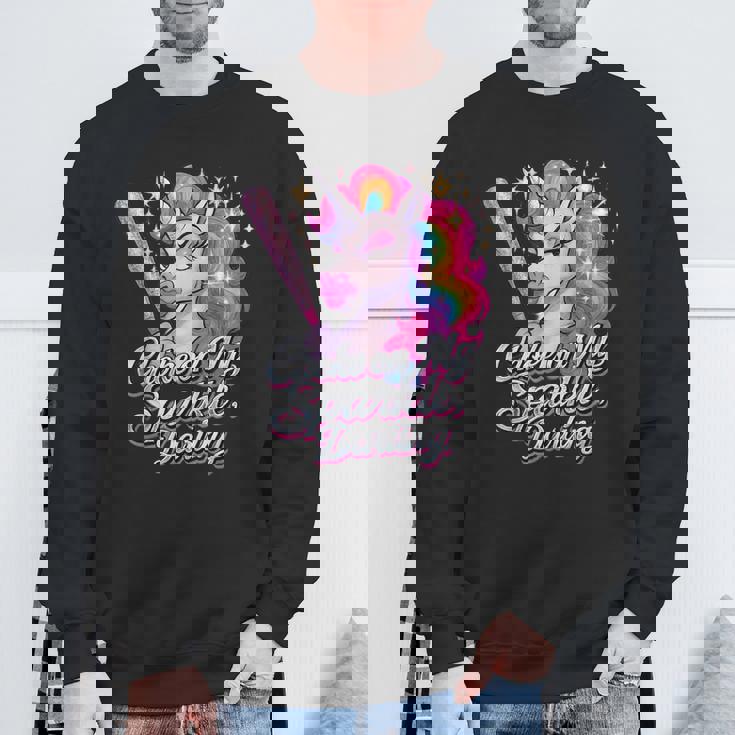 Choke On My Radiance 面白いユニコーンレインボーアティチュード スウェットシャツ 高齢者への贈り物