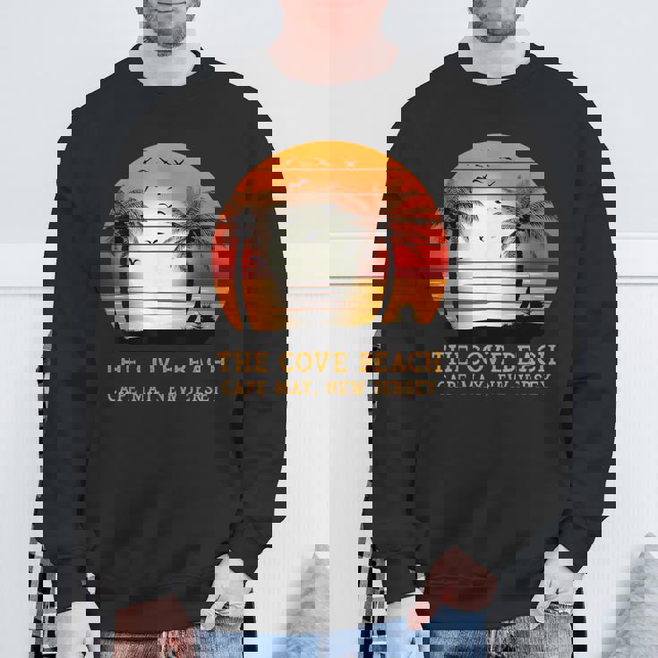 The Cove Beach Cape May New Jersey ビンテージ サンセット レトロ 太陽 スウェットシャツ 高齢者への贈り物