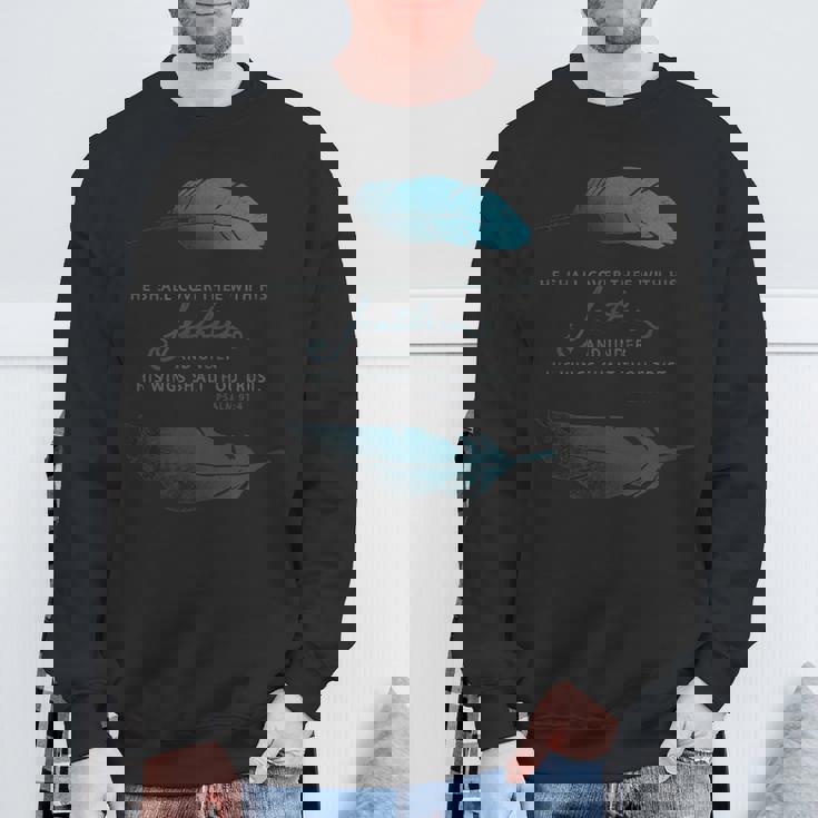 Cover With His Feathers Psalm 91 Kjv 聖書の言葉 スウェットシャツ 高齢者への贈り物