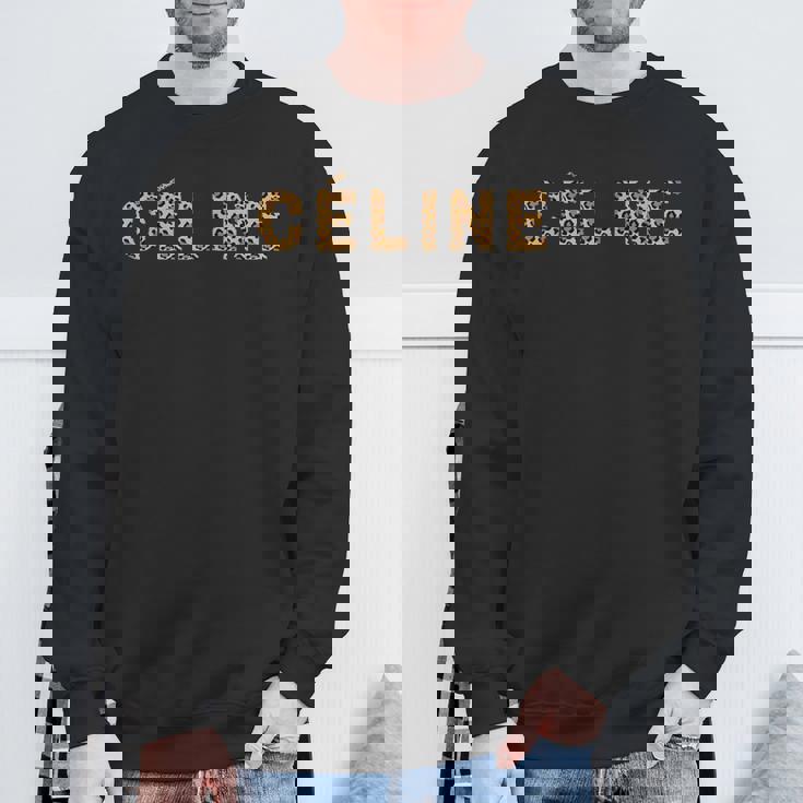 Céline レオパード こんにちは私の名前は、名です スウェットシャツ 高齢者への贈り物