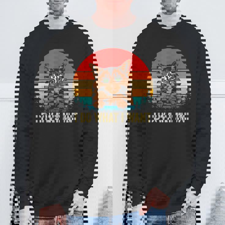 I Do What I Want Cat レトロ ヴィンテージ 面白い 猫好き スウェットシャツ 高齢者への贈り物