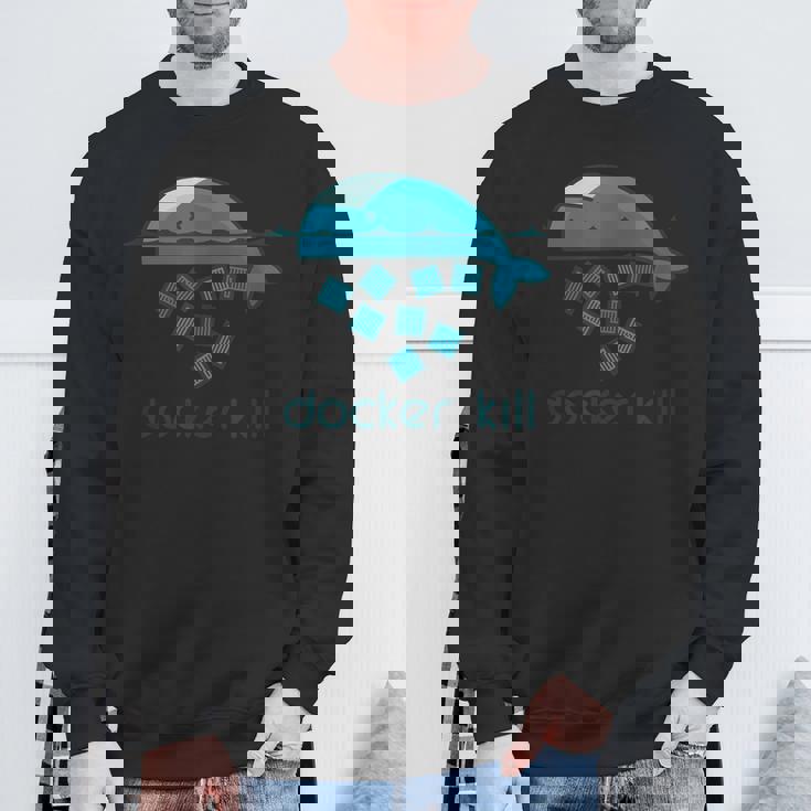 Docker Container Linux Devops Programming Coding スウェットシャツ 高齢者への贈り物