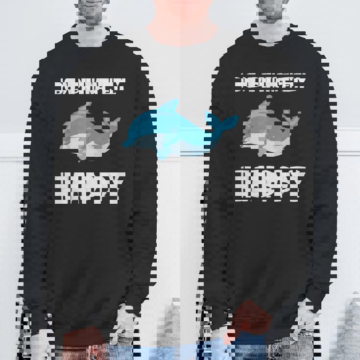 Dolphinately Happy ドルフィンズ イルカ 哺乳類 海 Dolphin ドルフィン スウェットシャツ 高齢者への贈り物