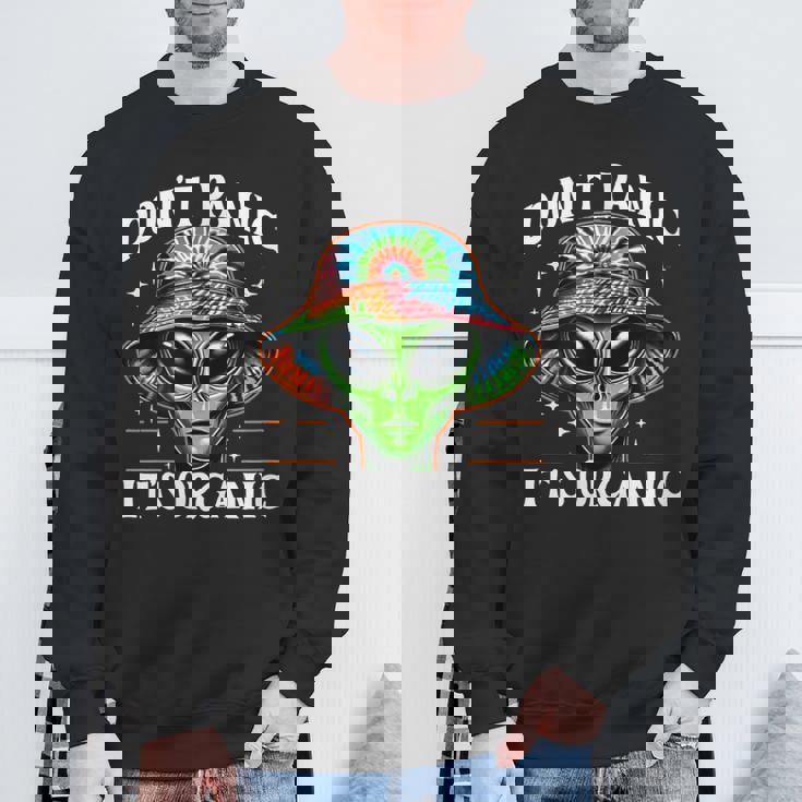 Don't Panic It's Organic Alien Ufo 面白いプリント スウェットシャツ 高齢者への贈り物