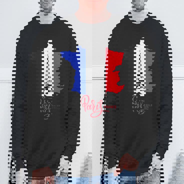 Enjoy Travel Paris France Flag & Eiffel Tower Graphic スウェットシャツ 高齢者への贈り物