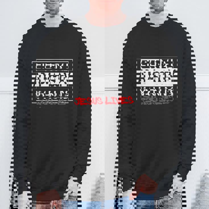 Eternal Advisory Warning Jesus Lives Cool Christmas スウェットシャツ 高齢者への贈り物