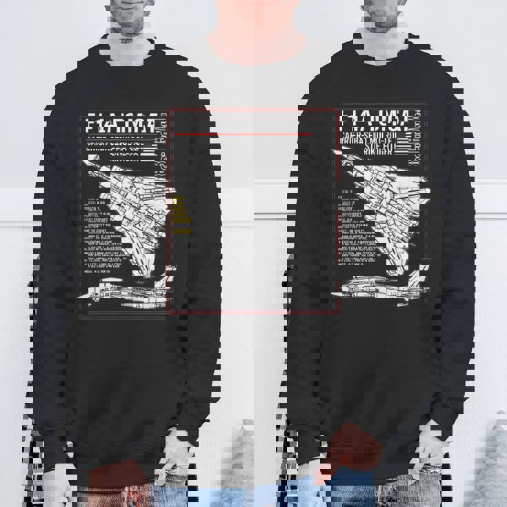 F-14 Tomcat Us American Carrier航空機 ブループリント スウェットシャツ 高齢者への贈り物