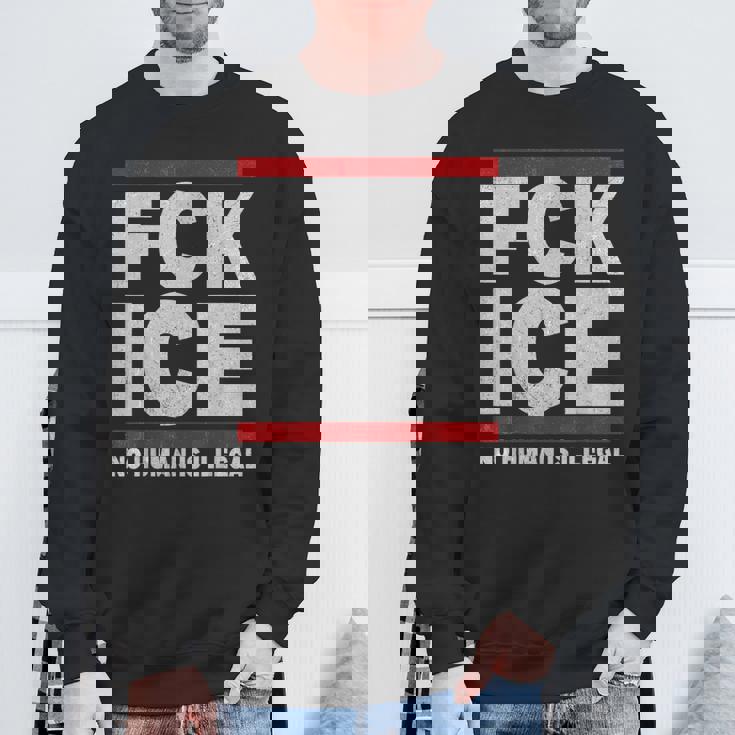 F-Ck Ice No Human Is Illegal Retro Sweatshirt Gifts for Old Men