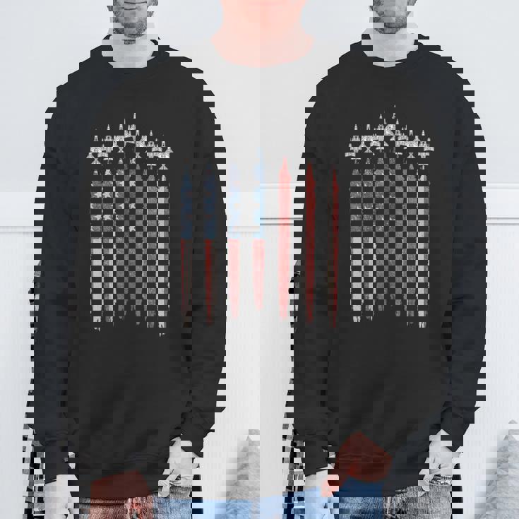 F4 ファントムファイタージェット アメリカ国旗 飛行機 F-4 7月4日 スウェットシャツ 高齢者への贈り物