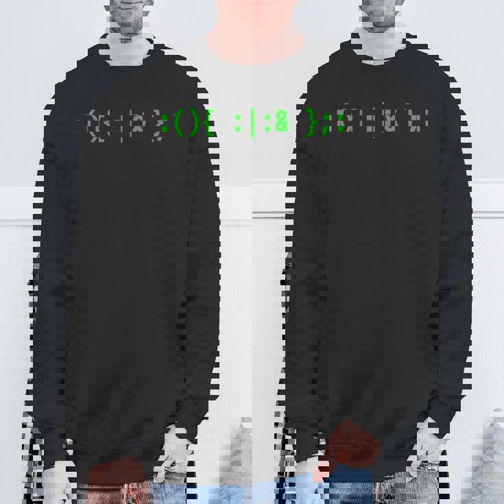 Fork Bomb Bash Hacker Command グリーンテキストデザイン スウェットシャツ 高齢者への贈り物