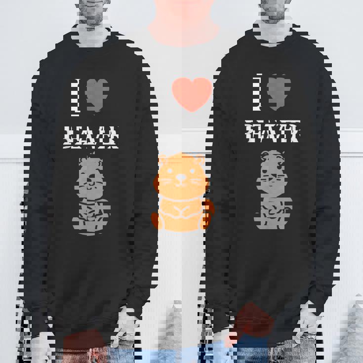 Baby Beavers Minimalist Cute I Love Beaver スウェットシャツ 高齢者への贈り物