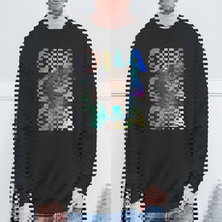 Oiia Oiia 回転する猫 ミーム 面白い ブレイン エセル スペース スウェットシャツ 高齢者への贈り物